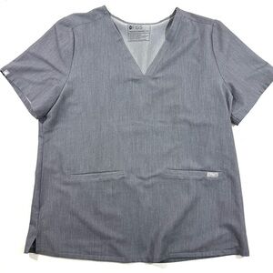Figs Casma Three Pocket Scrub Top Grey